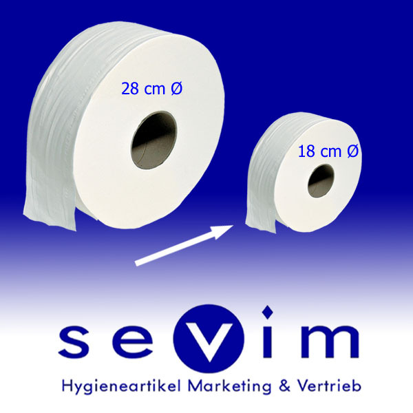 Palette Jumbo Toilettenpapier 2 lagig ca 60% Weiße ca 28cm x 360m 
