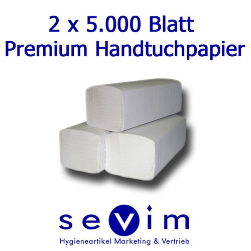 Premium Papierhandtücher - Falthandtücher 1-lagig natur 10.000 Blatt